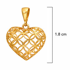Dije Corazon Bombeado 1.8cm Calado Oro 14K