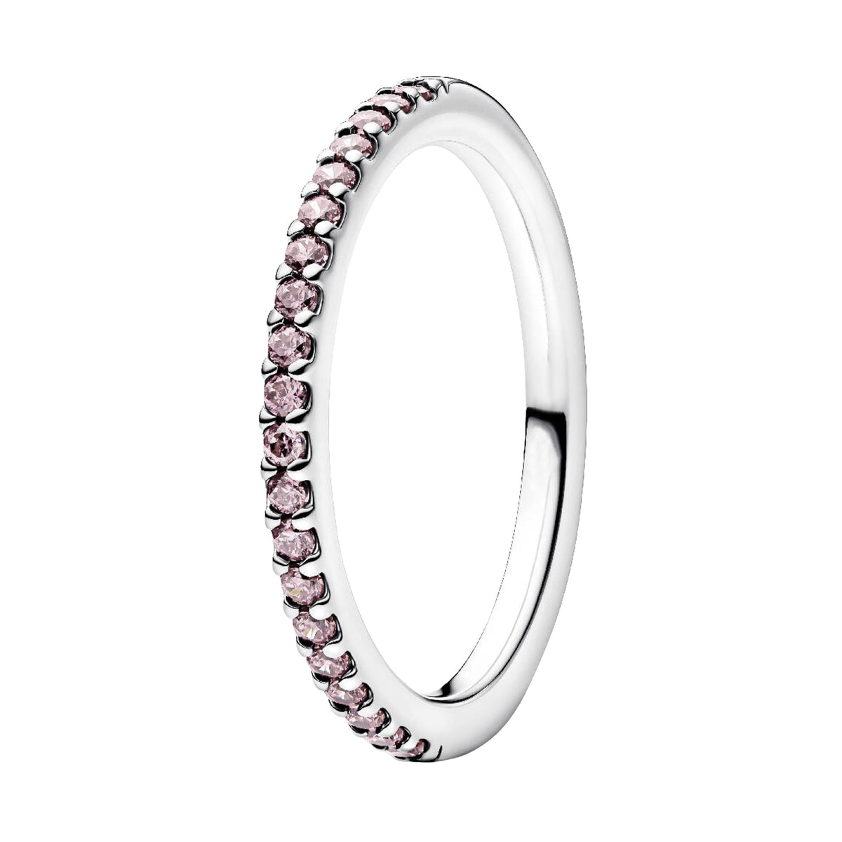 Anillo Inspirado Pan 1:1 Media Churumbela con Micro Circonias Rosas, Plata .925
