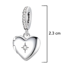 Charm Inspirado Pan 1:1 Corazón Estilo Relicario con Frase con Micro Circonias Plata .925