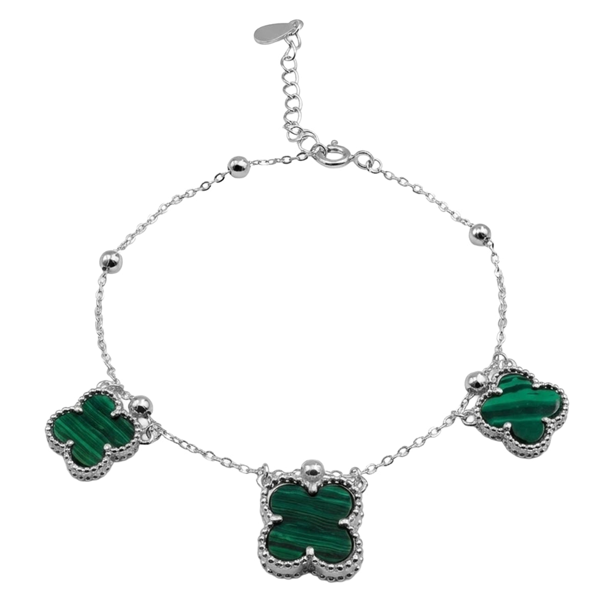 Pulsera Flor Inspirada Van C Piedras Naturales Plata .925 con Rodio
