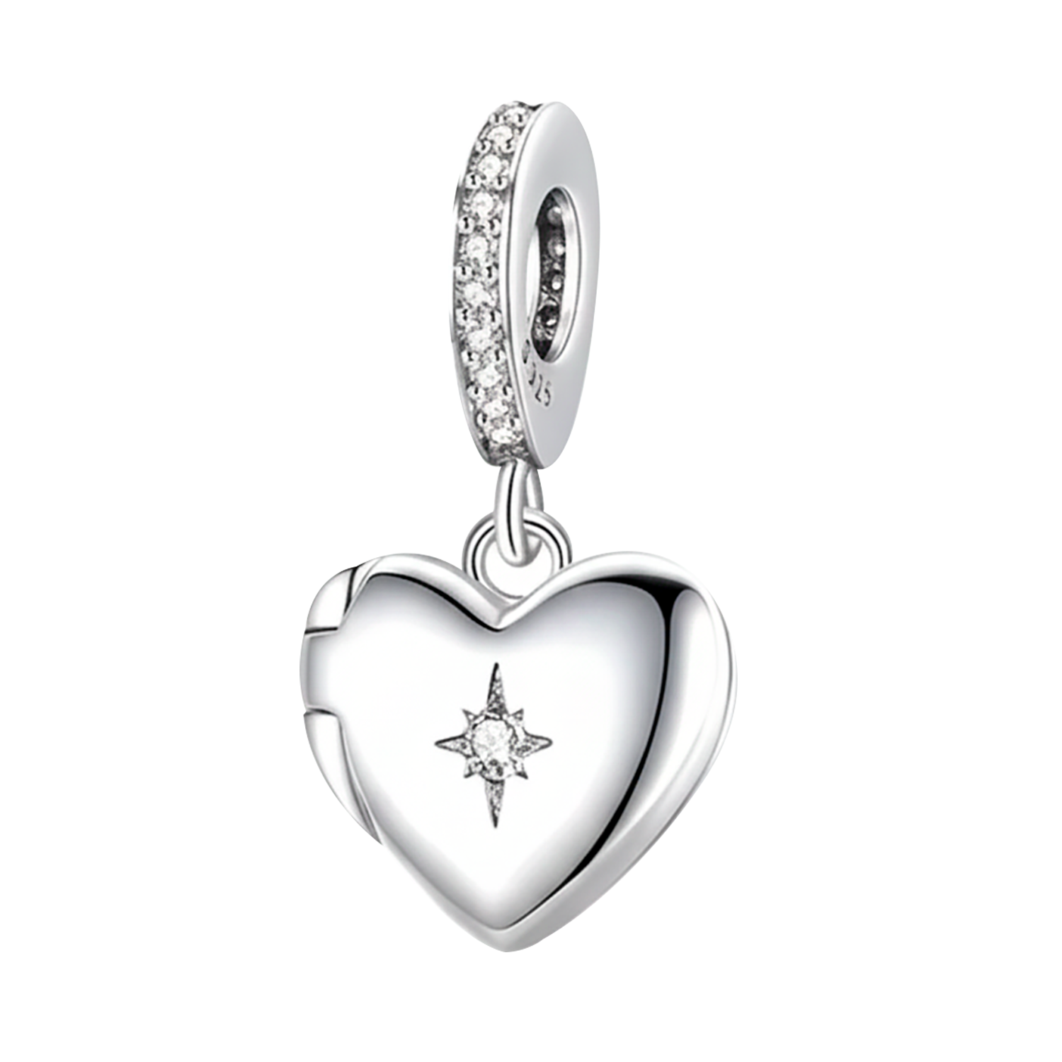 Charm Inspirado Pan 1:1 Corazón Estilo Relicario con Frase con Micro Circonias Plata .925