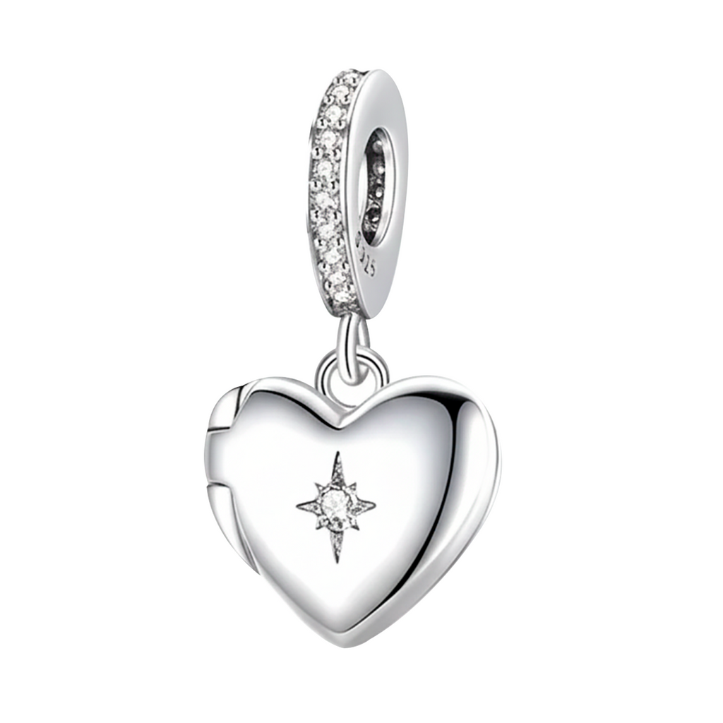 Charm Inspirado Pan 1:1 Corazón Estilo Relicario con Frase con Micro Circonias Plata .925