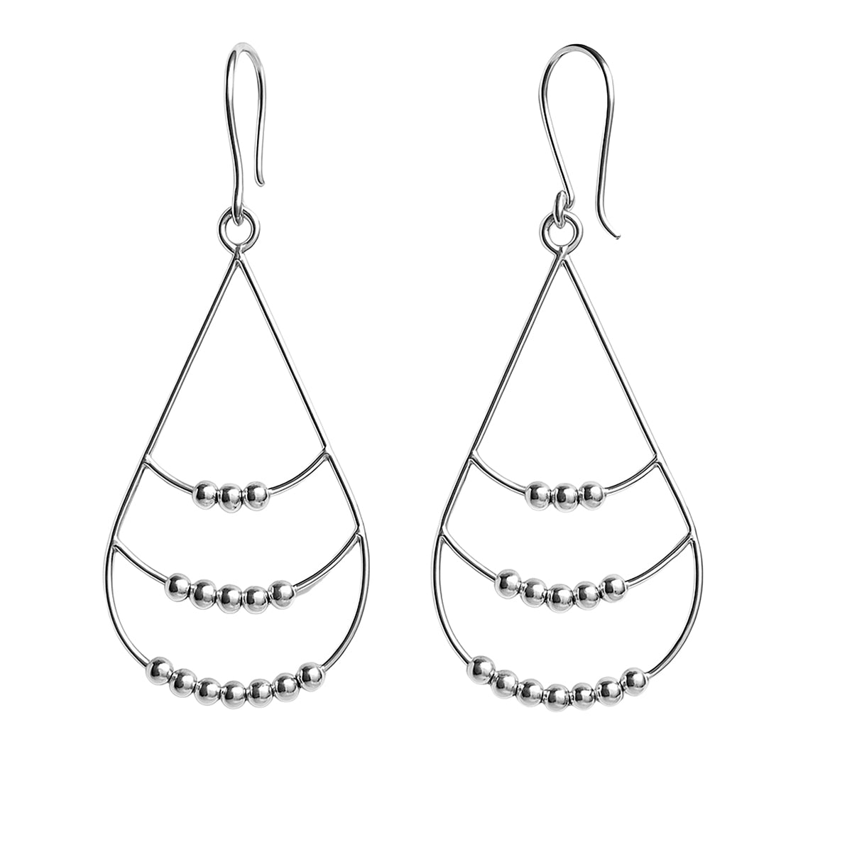 Arete Largo Estilo Gota Colgante Hecho a Mano Plata .925