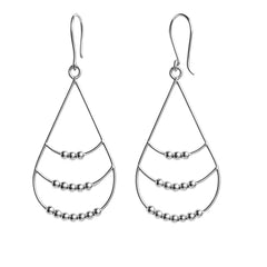 Arete Largo Estilo Gota Colgante Hecho a Mano Plata .925