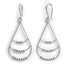 Arete Largo Estilo Gota Colgante Hecho a Mano Plata .925