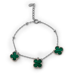 Pulsera Flor Inspirada Van C Piedras Naturales Plata .925 con Rodio