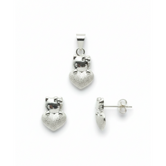 Juego Económico Inspirado Kitty Arenado Plata .925