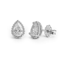 Broquel Circonia en Forma de Gota Plata .925