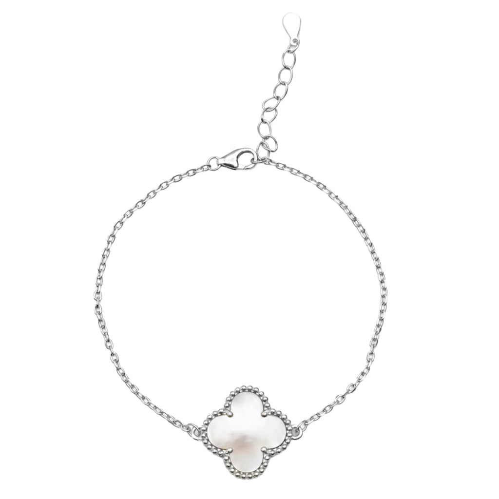 Pulsera 1 Flor Inspirada Van C con Piedras Naturales Plata .925 con Baño de Rodio