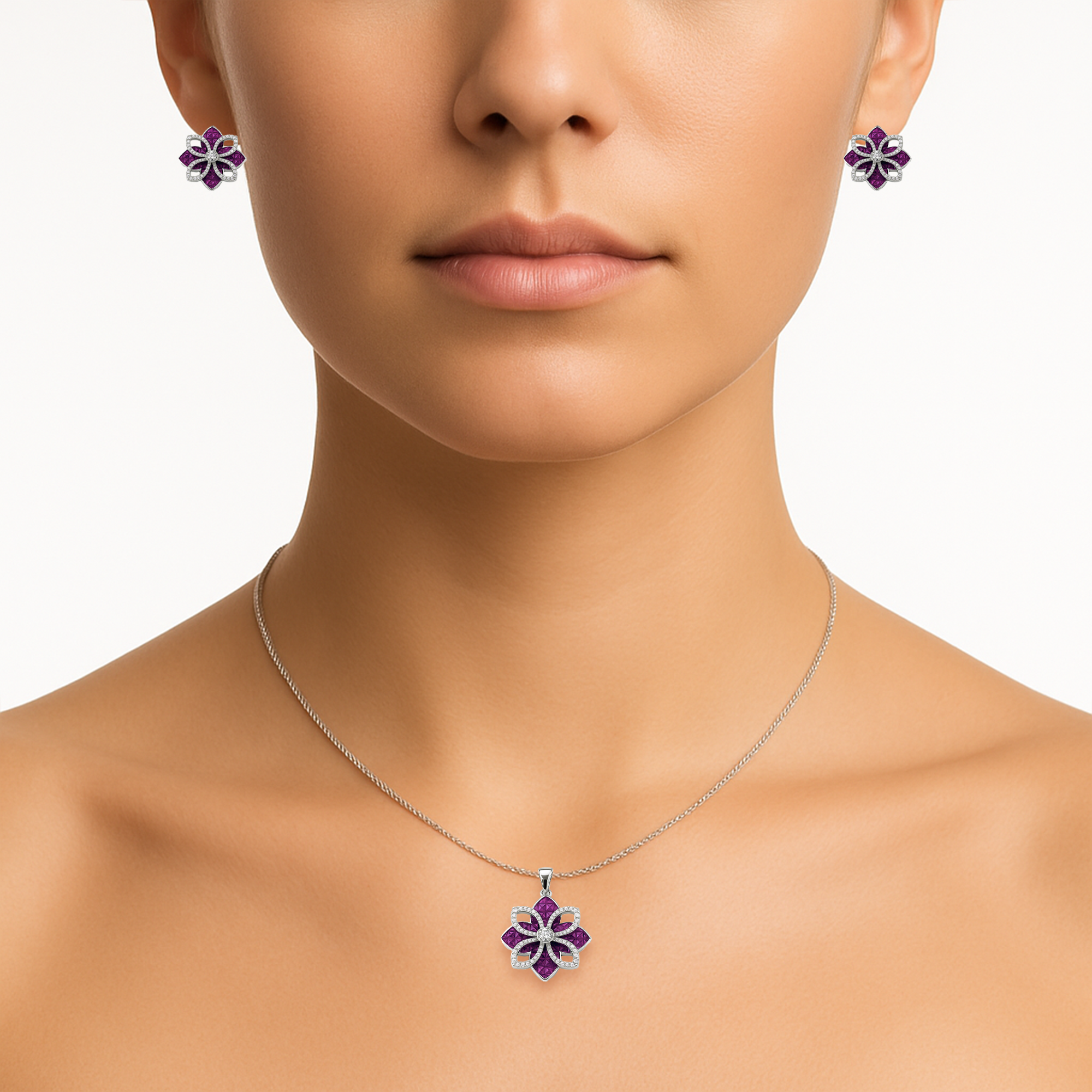 Set flor Plata .925