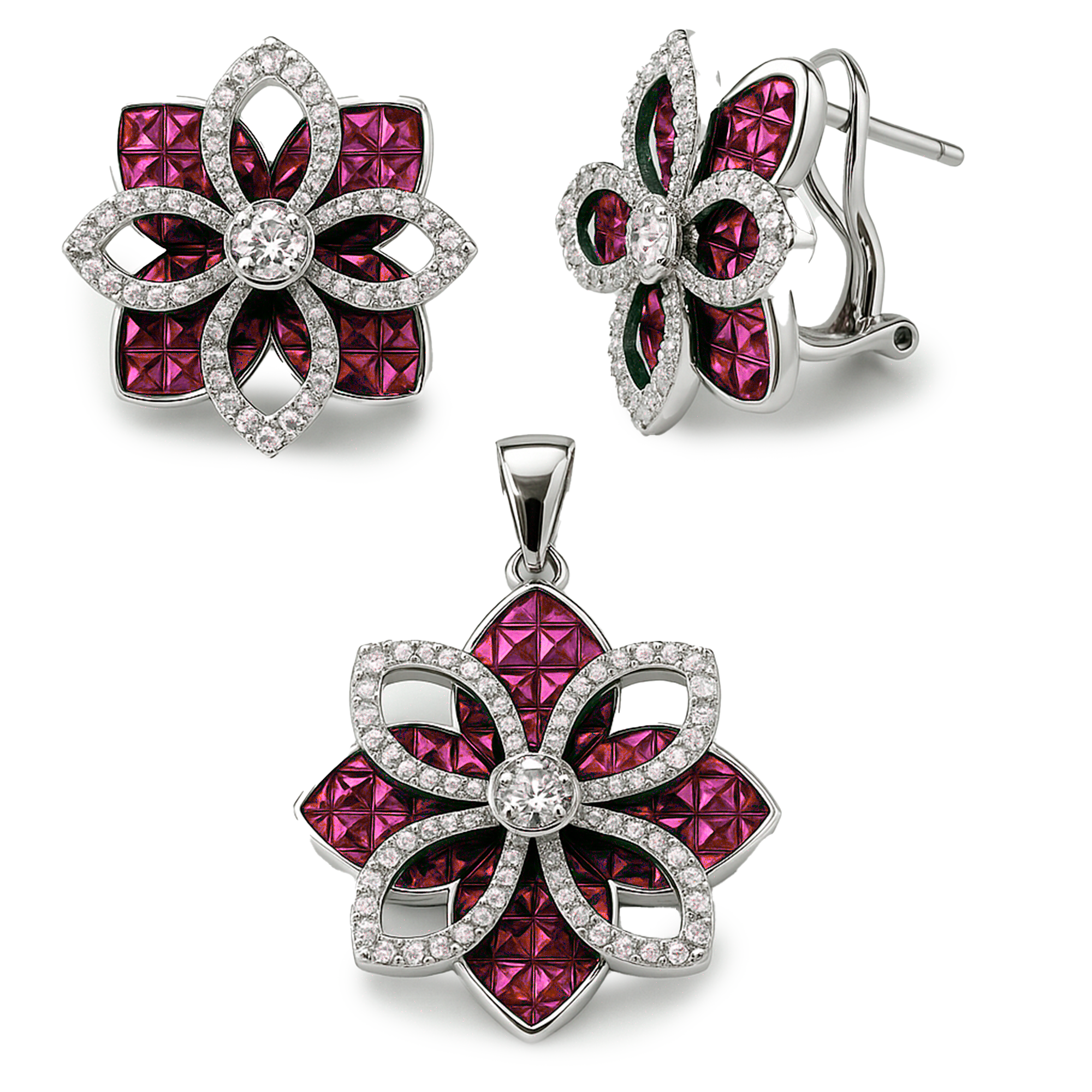 Set flor Plata .925