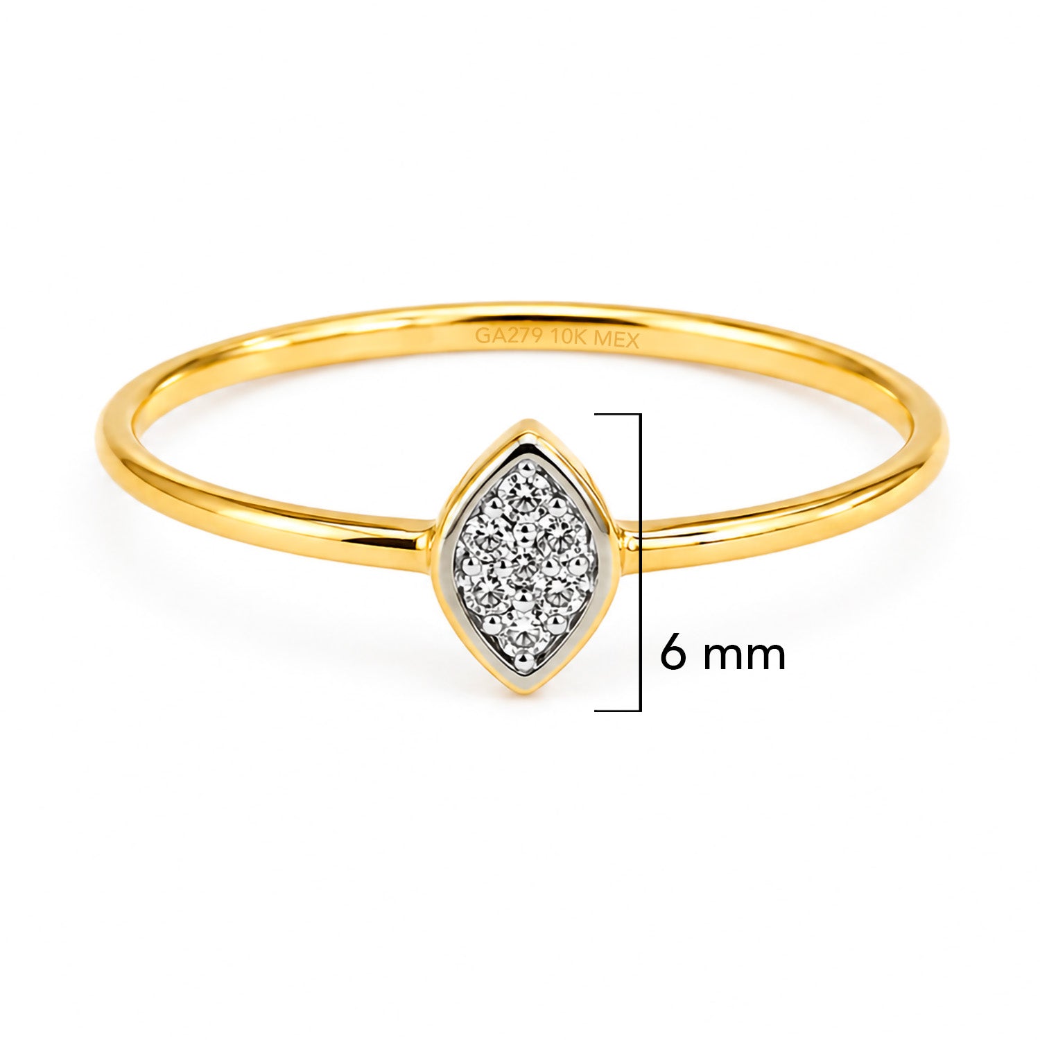 Anillo Semilla con Micro Circonias Oro 10K