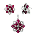 Juego Doble Flor con Micro Circonias Plata .925
