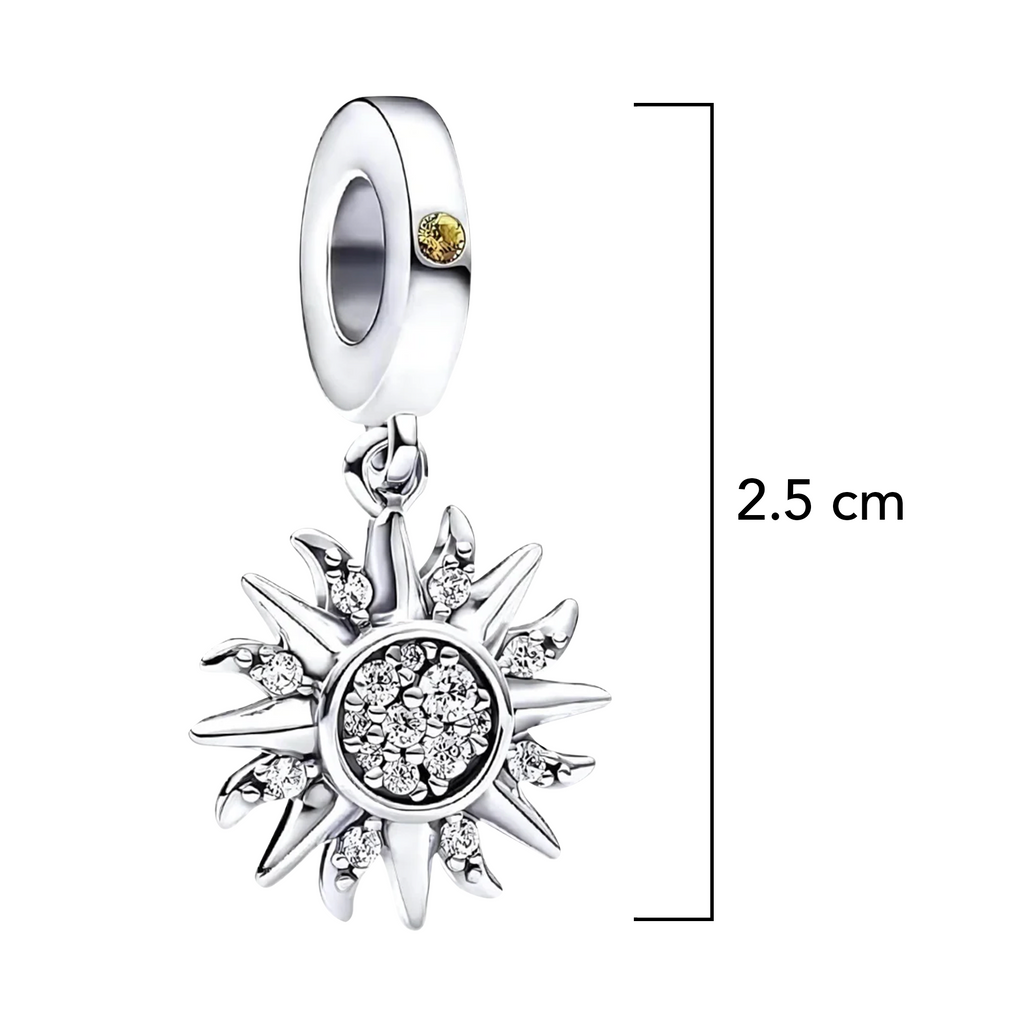 Charm Inspirado Pan 1:1 Sol con Micro Circonias Plata .925