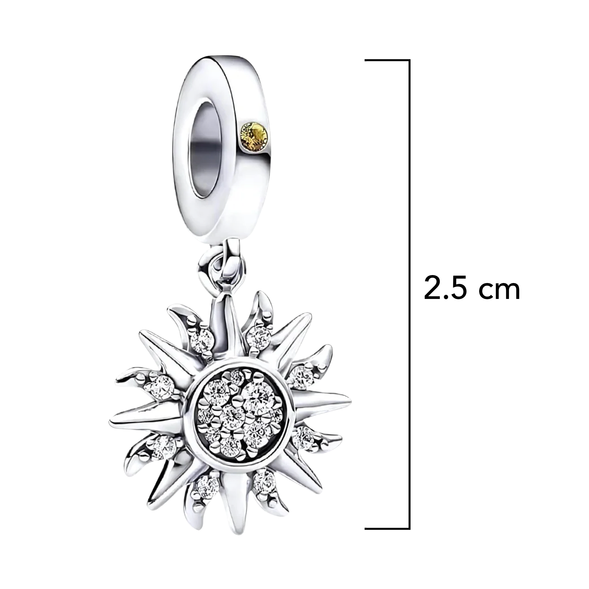 Charm Inspirado Pan 1:1 Sol con Micro Circonias Plata .925