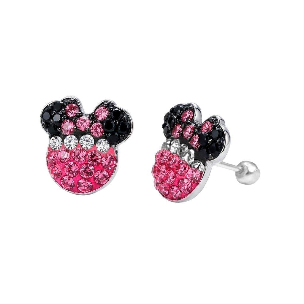 Arete Broquel Minnie con Cristales Plata .925
