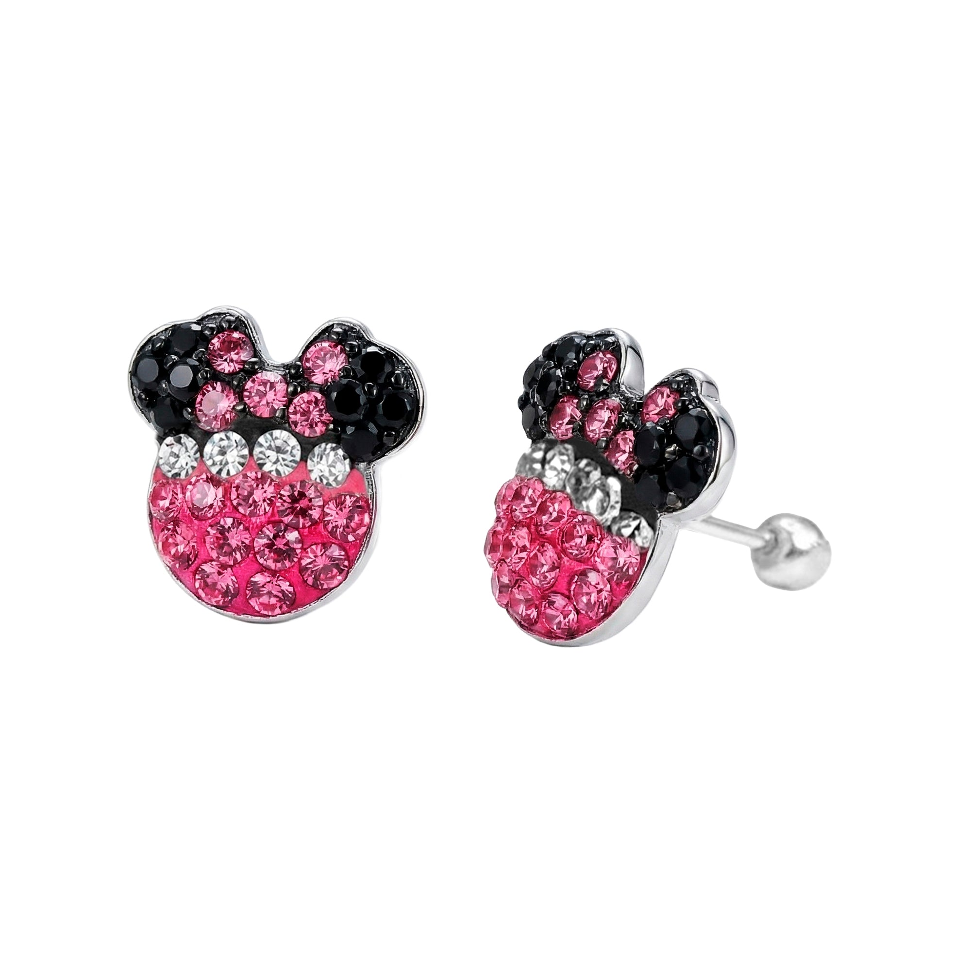 Arete Broquel Minnie con Cristales Plata .925