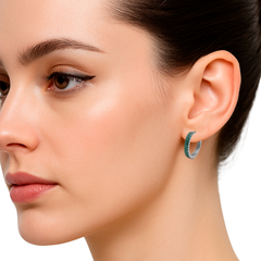 Huggies Linea de Micro Circonias Verdes .925 con Rodio