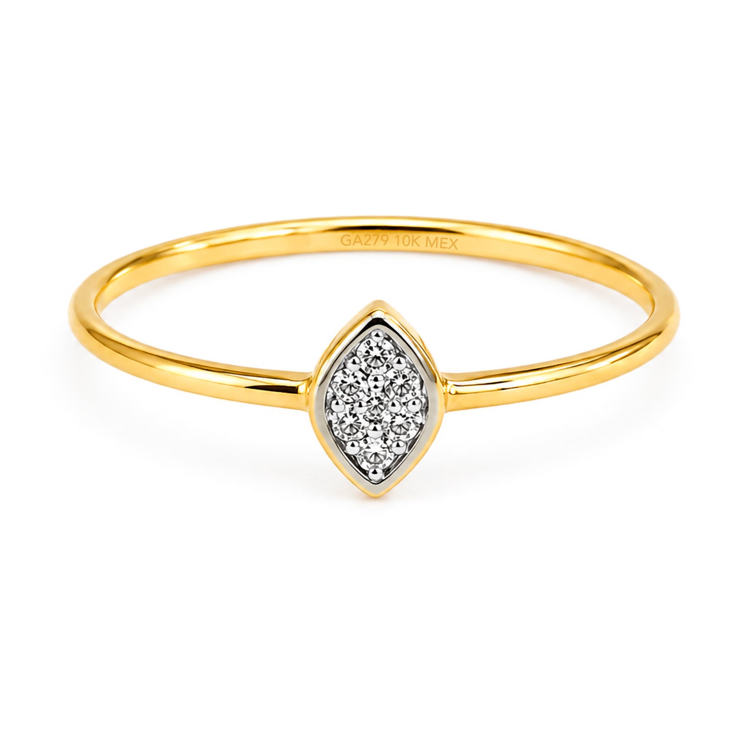 Anillo Semilla con Micro Circonias Oro 10K