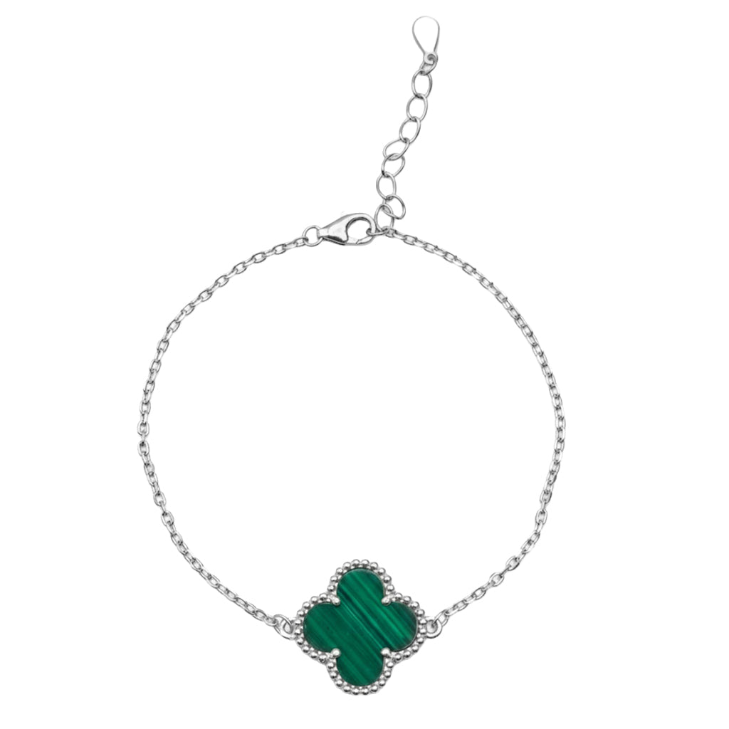 Pulsera 1 Flor Inspirada Van C con Piedras Naturales Plata .925 con Baño de Rodio