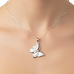 Dije Mariposa Madre Perla Plata .925