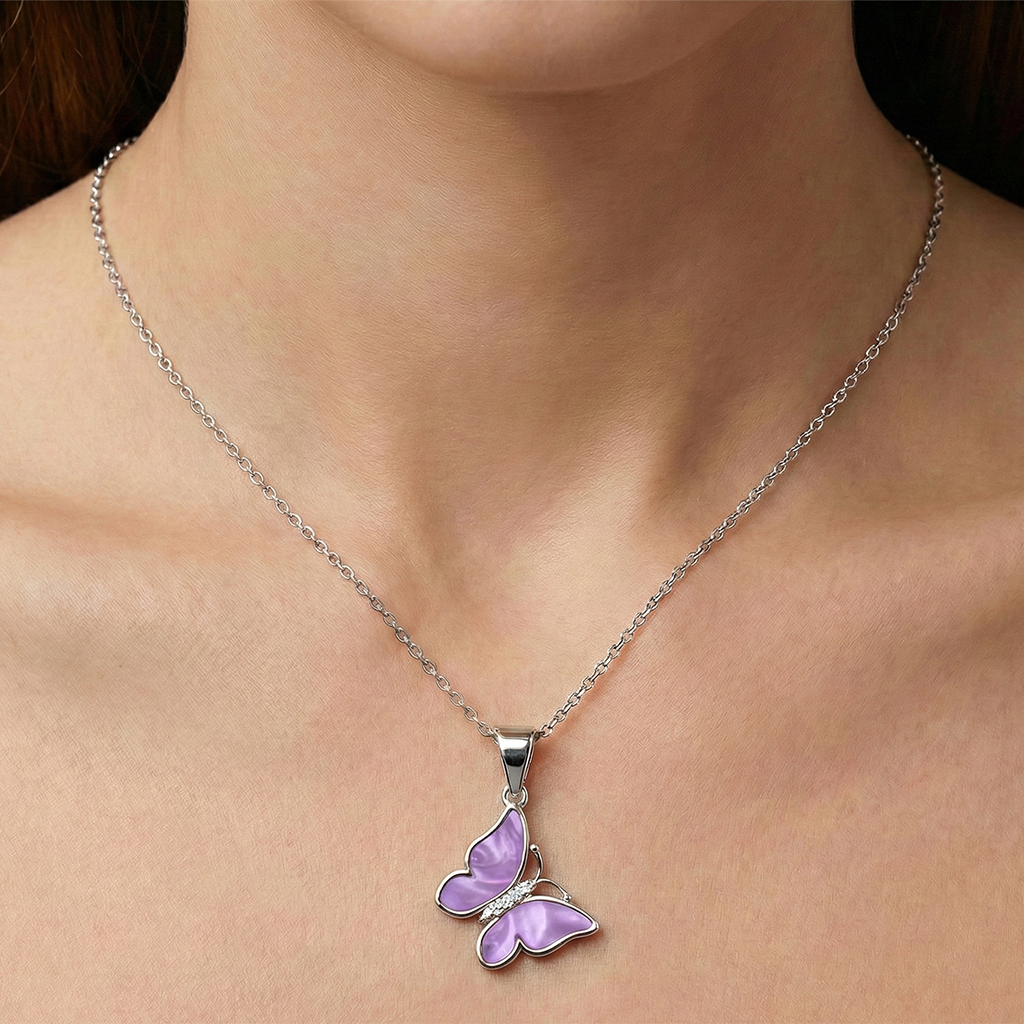 Dije Mariposa Madre Perla Plata .925