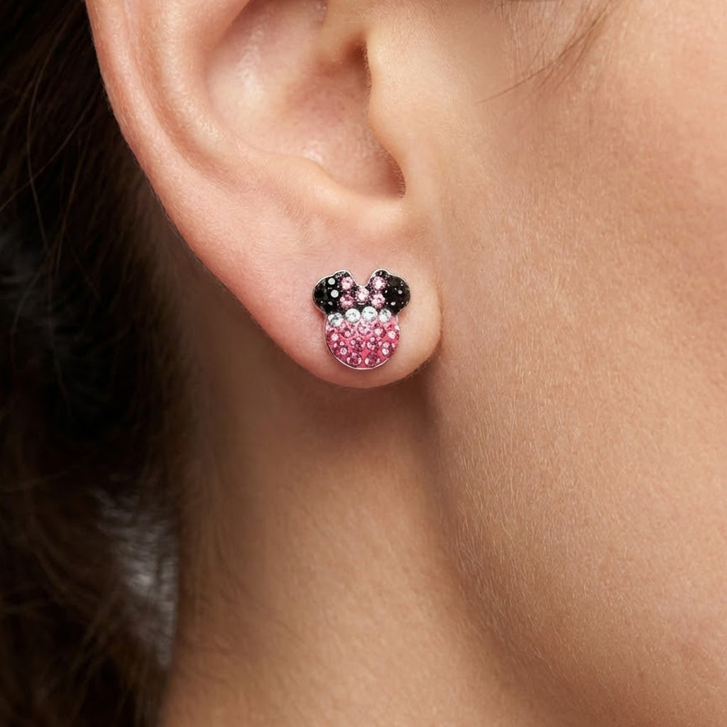 Arete Broquel Minnie con Cristales Plata .925