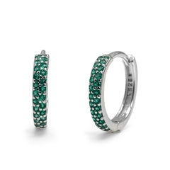 Huggies Linea de Micro Circonias Verdes .925 con Rodio