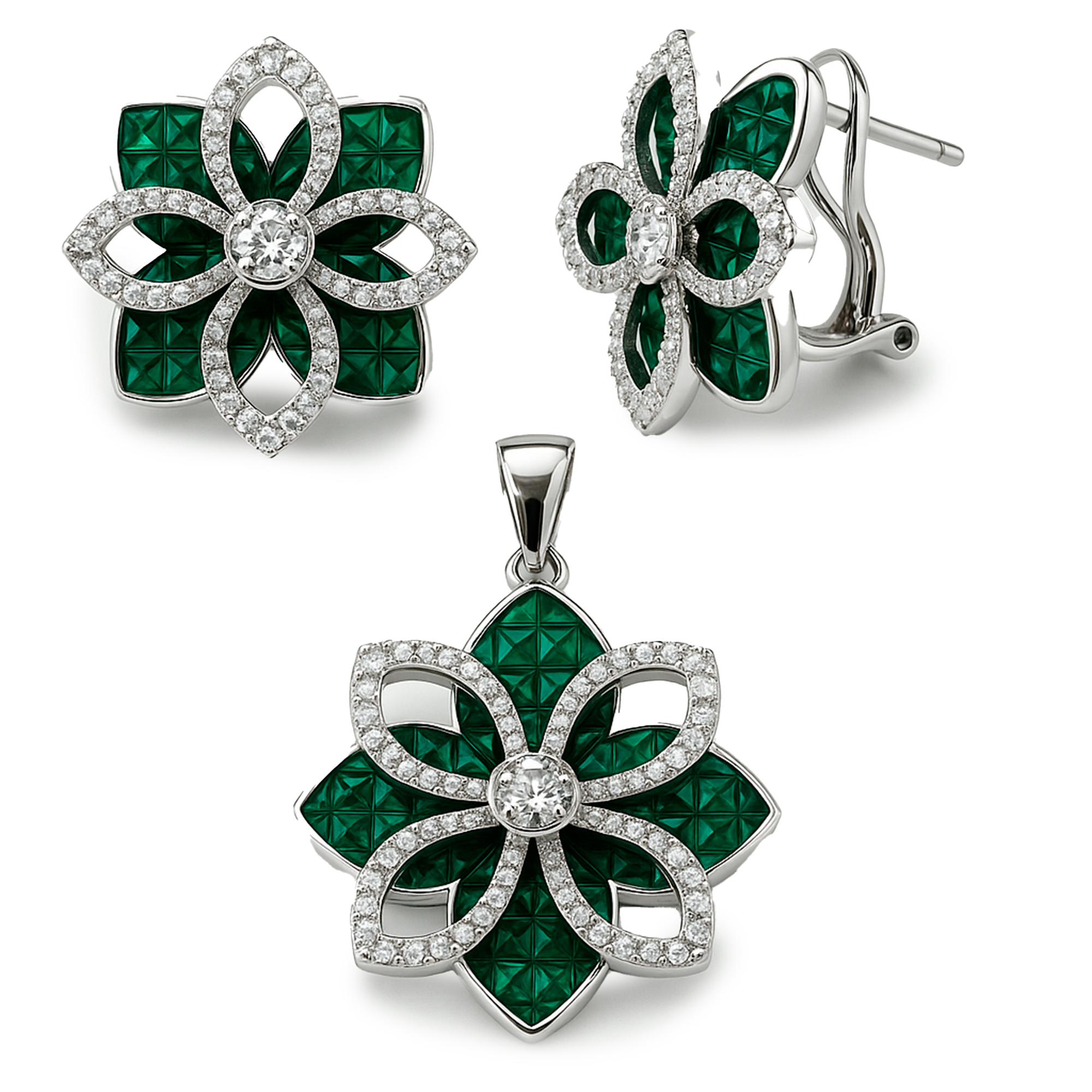 Set flor Plata .925