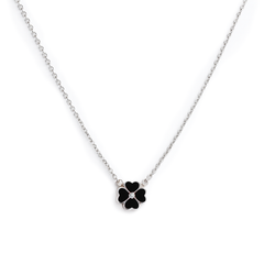 Collar Trebol con Circonia Piedras Naturales Plata .925 con Rodio