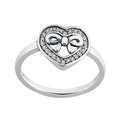 Anillo Inspirado Pan 1.1 Corazón con Moño y Micro Circonias Plata .925