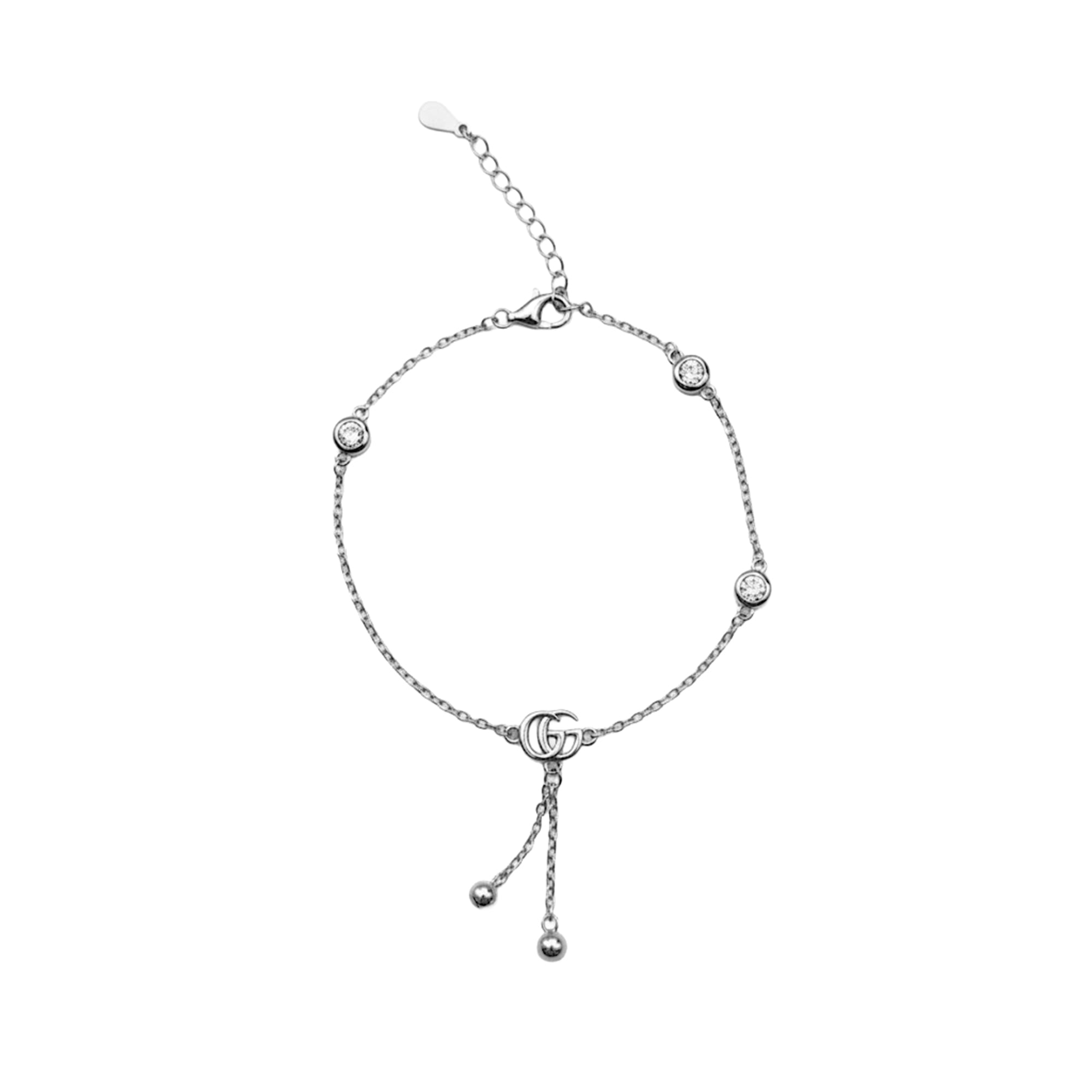 Pulsera Inspirada GG con Circonias Plata .925 con Rodio