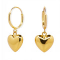 Arracada Corazón Bombeado Colgante 2cm Oro 10K