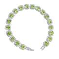 Pulsera Piedras Preciosas Peridoto Cuadrado con Circonias y Broche Plata .925 con Baño de Rodio