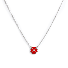 Collar Trebol con Circonia Piedras Naturales Plata .925 con Rodio