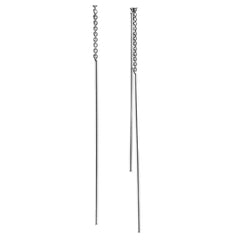 Arete Largo Estilo Violador con Tubitos Lisos Hecho a Mano Ancho Plata .925