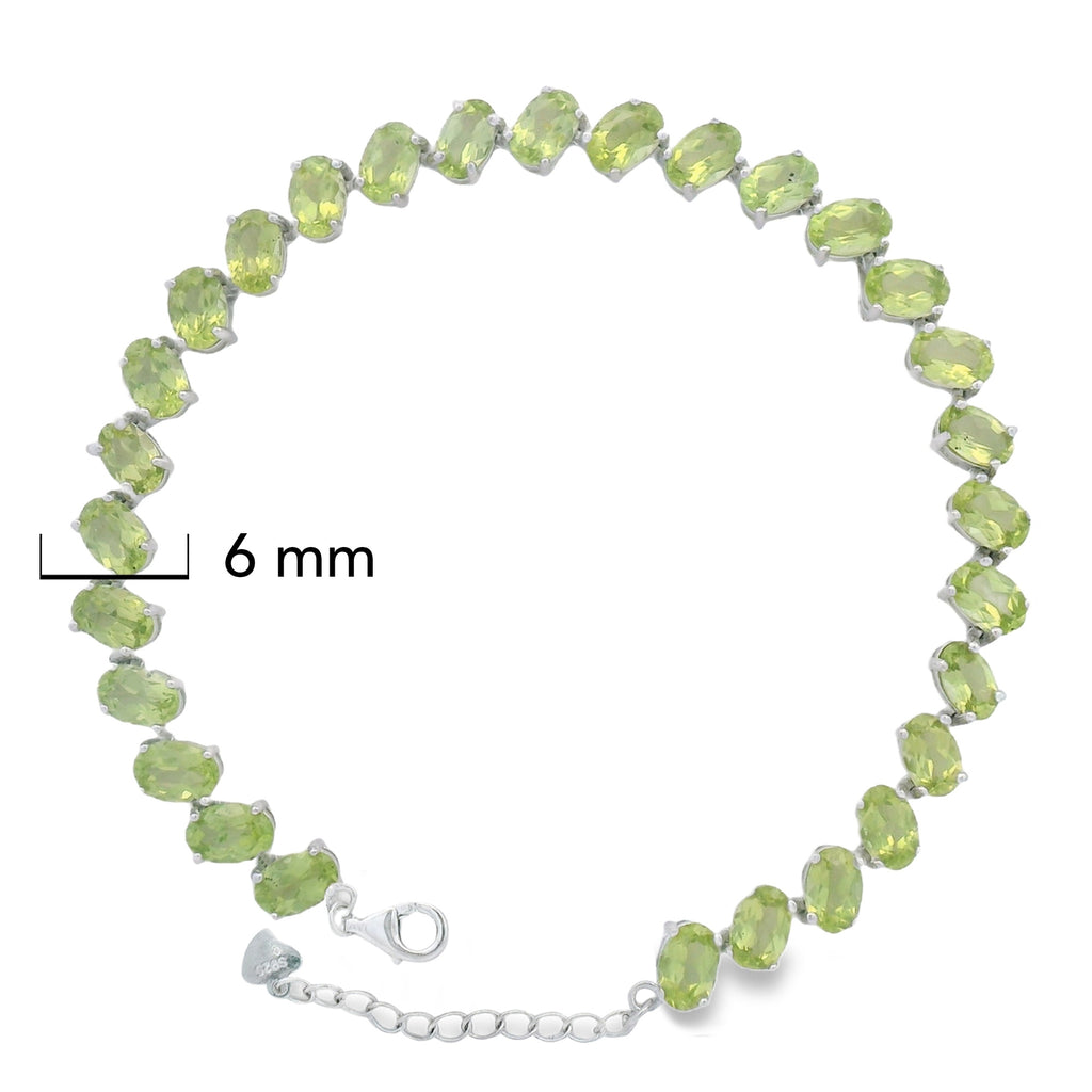 Pulsera Piedras Preciosas Peridoto Óvalo con Extensión Plata .925 con Baño de Rodio