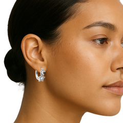 Huggies Doble Estrella Lisa y Micro Circonias Plata .925