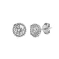 Arete Broquel Circonia Circulo Montadura Tipo Diamante Plata .925