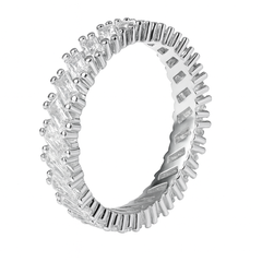Anillo Churumbela Circonia Baguette Plata .925 con Baño de Rodio