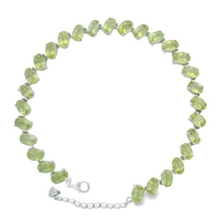 Pulsera Piedras Preciosas Peridoto Óvalo con Extensión Plata .925 con Baño de Rodio