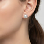 Arete Broquel Circonia Circulo Montadura Tipo Diamante Plata .925