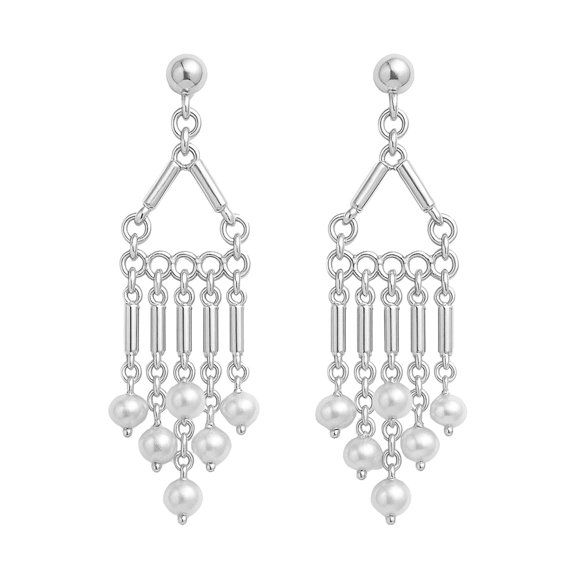 Arete Largo Estilo Candelabro con Piedras Naturales Hecho a Mano Plata .925