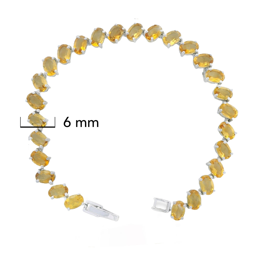 Pulsera Piedras Preciosas Citrino con Broche Plata .925 con Baño de Rodio
