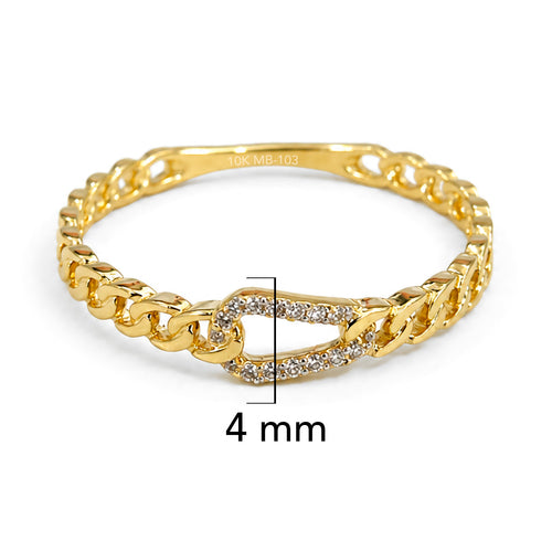 Anillo Inspirado Tiff con Micro Circonias Oro 10k