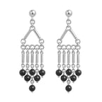 Arete Largo Estilo Candelabro con Piedras Naturales Hecho a Mano Plata .925