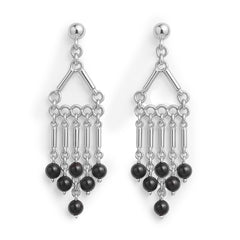 Arete Largo Estilo Candelabro con Piedras Naturales Hecho a Mano Plata .925