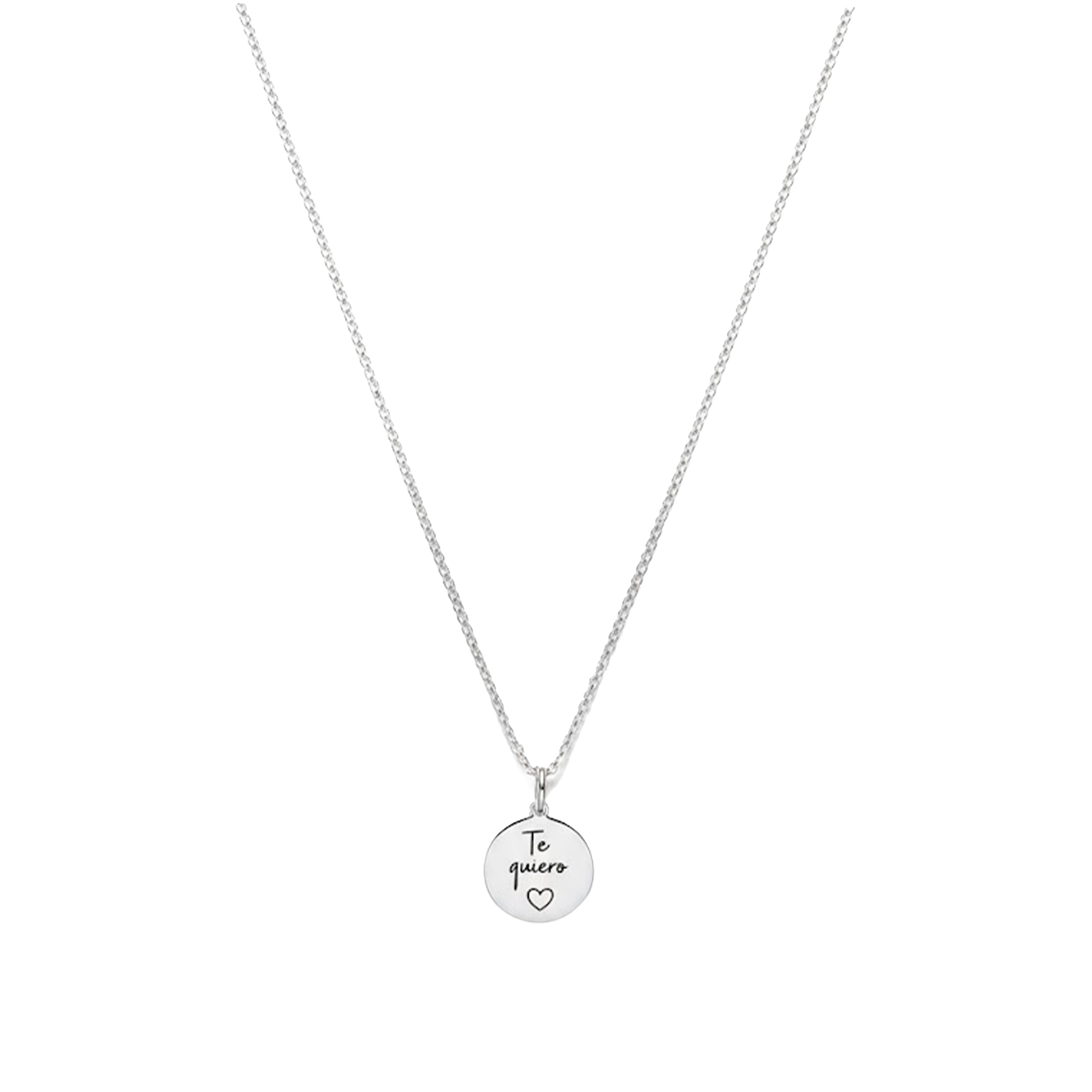 Collar Dije Grabado Te Quiero con Cadena Cubana Plata .925
