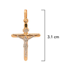 Dije Crucifijo Oro Blanco y Dorado 14K