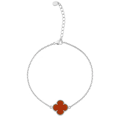 Pulsera Flor Inspirada Van C Piedras Naturales Plata .925 con Rodio